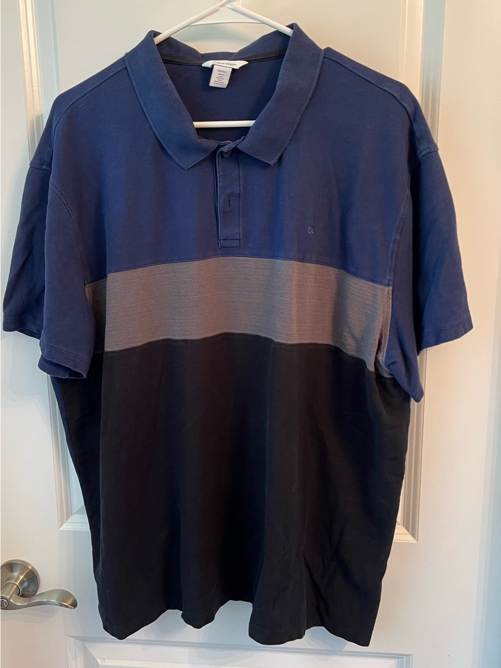 Calvin Klein Navy, Gray & Black Colorblock Polo